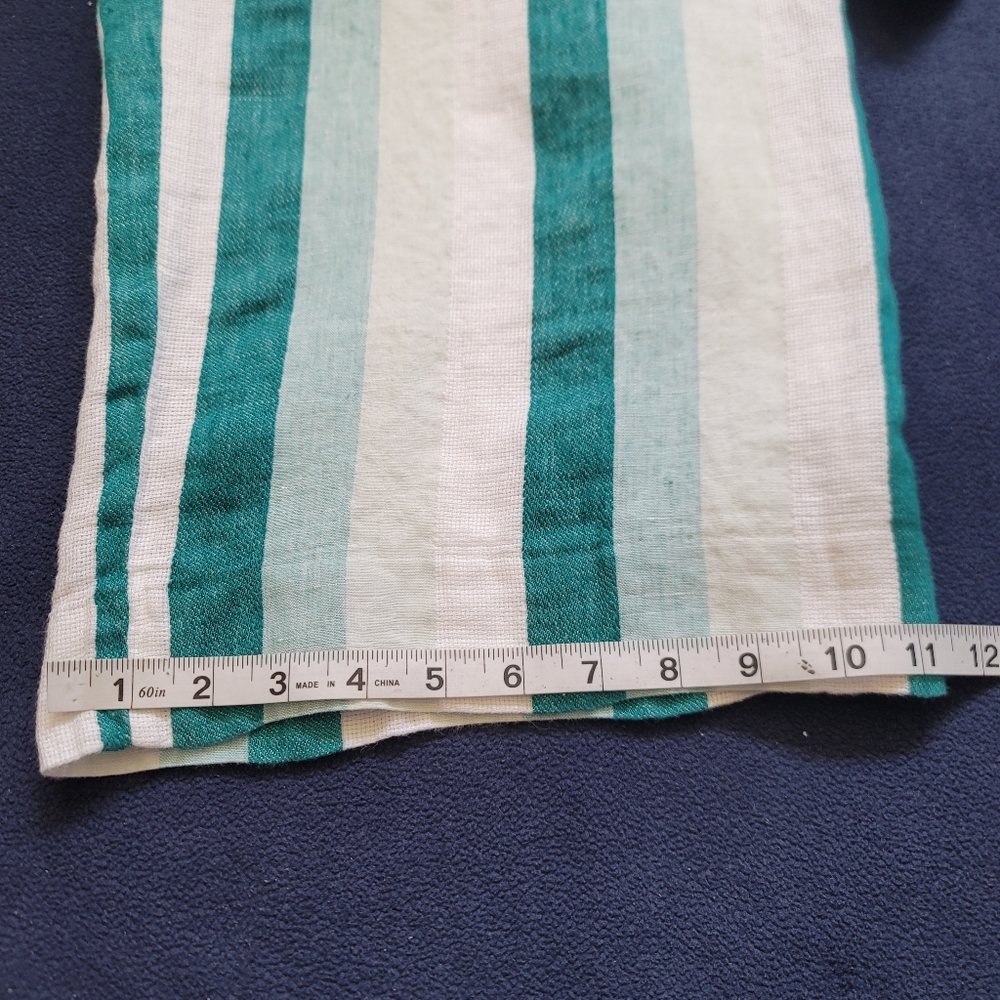 J.CREW Paper Bag Linen Pant In Cabana Stripe Women's Size10 Turquoise Jade White - Picture 14 of 16